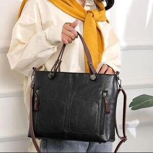 Black Faux Leather Crossbody Bag